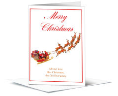 Christmas Santa and His Reindeer Flying Cards 5.50